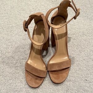 Gianvito Rossi Tan Suede Ankle Strap Heels